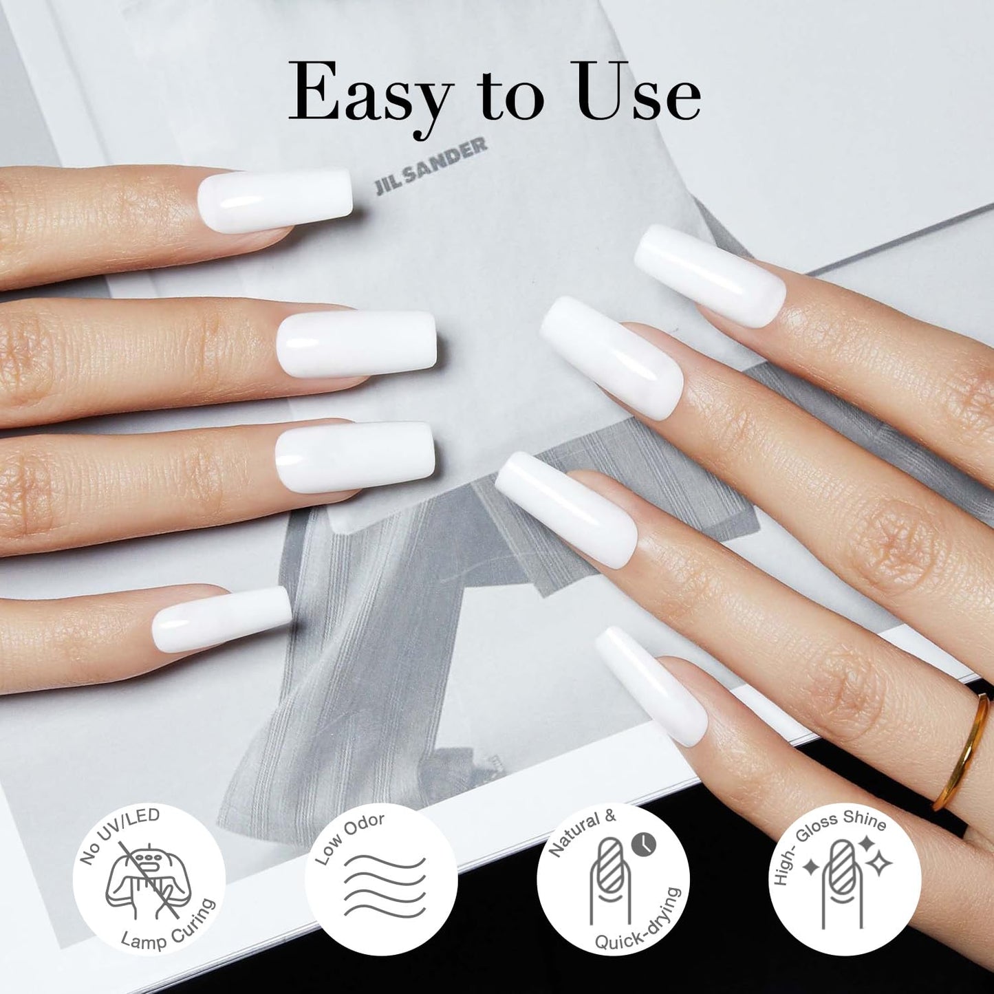 AZUREBEAUTY Pro 60g Dip Powder White Color Large Capacity, Basic Dipping Powder Crystal French Nail Art Starter Manicure Salon DIY at Home, Large Capacity Upgrade, Long-Lasting, No Nail Lamp Needed