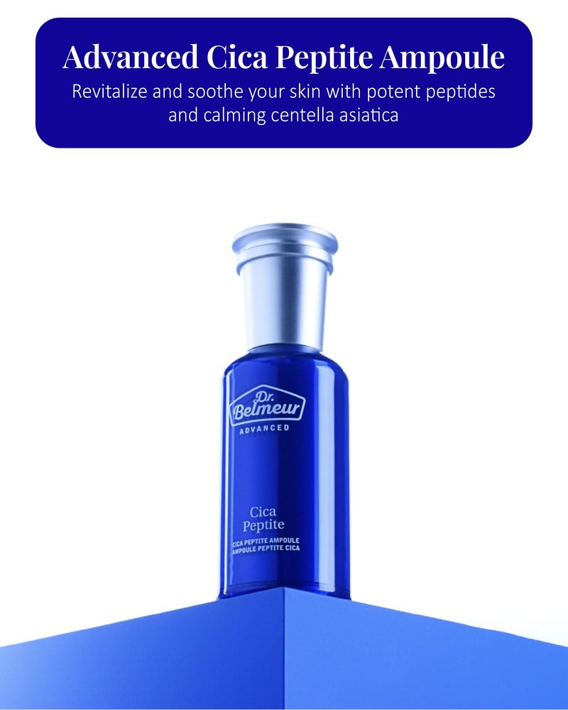 Dr. Belmeur Advanced Cica Ampoule (1.7fl oz) - Soothing, Hydrating Serum for Sensitive Skin. Korean Skin Care. Centella Asiatica, Peptide Complex.