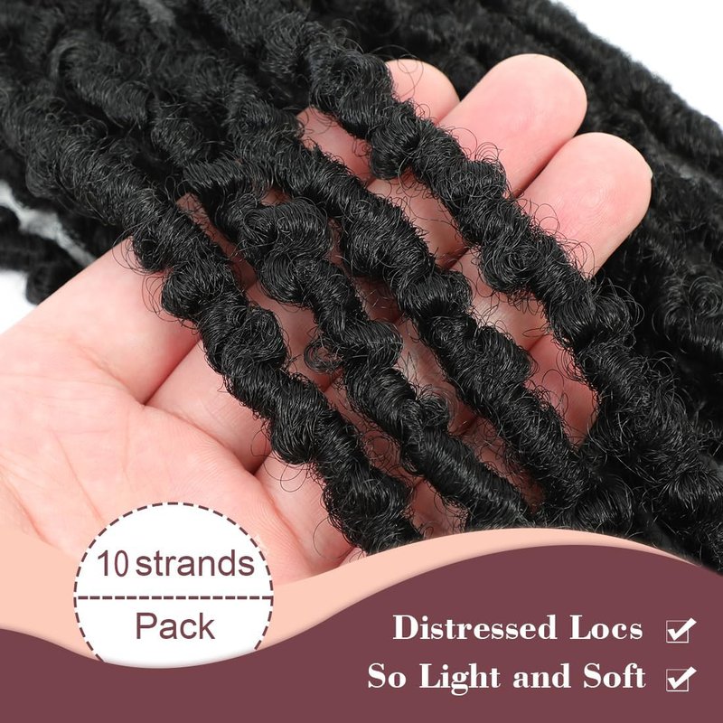 GetGal 30 Inch 6 Packs Butterfly Locs Crochet Hair Soft Distressed Locs Crochet Hair for Black Women Pre Looped Long Butterfly Faux Locs Natural Braids Hair Extension(30inch,1B)
