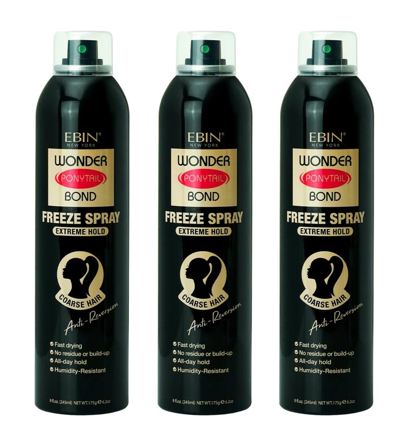 Wonder Ponytail Bond Freeze Spray - Extreme Hold Hair Spray for Sleek Ponytails & Updos | 3 Pack Gift Set
