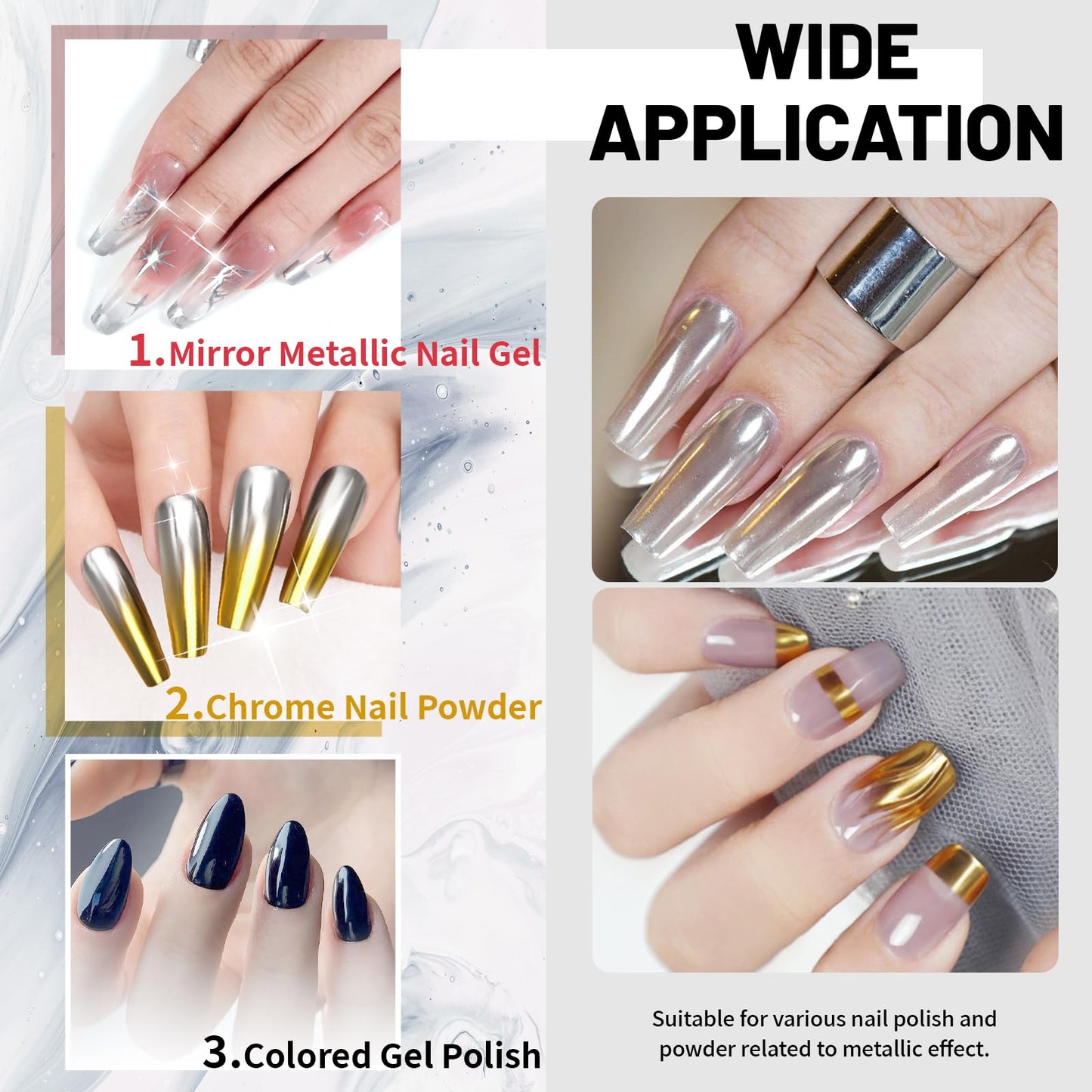 U-Shinein 15ml Top Coat for Metallic Painting Gel, No Wipe Top Gel Polish for Metallic Gel Nail Polish, Chrome Nail Polish, Chrome Nail Powder, Mirror Nail Gel, Easy to Make Mirror Chrome Effect