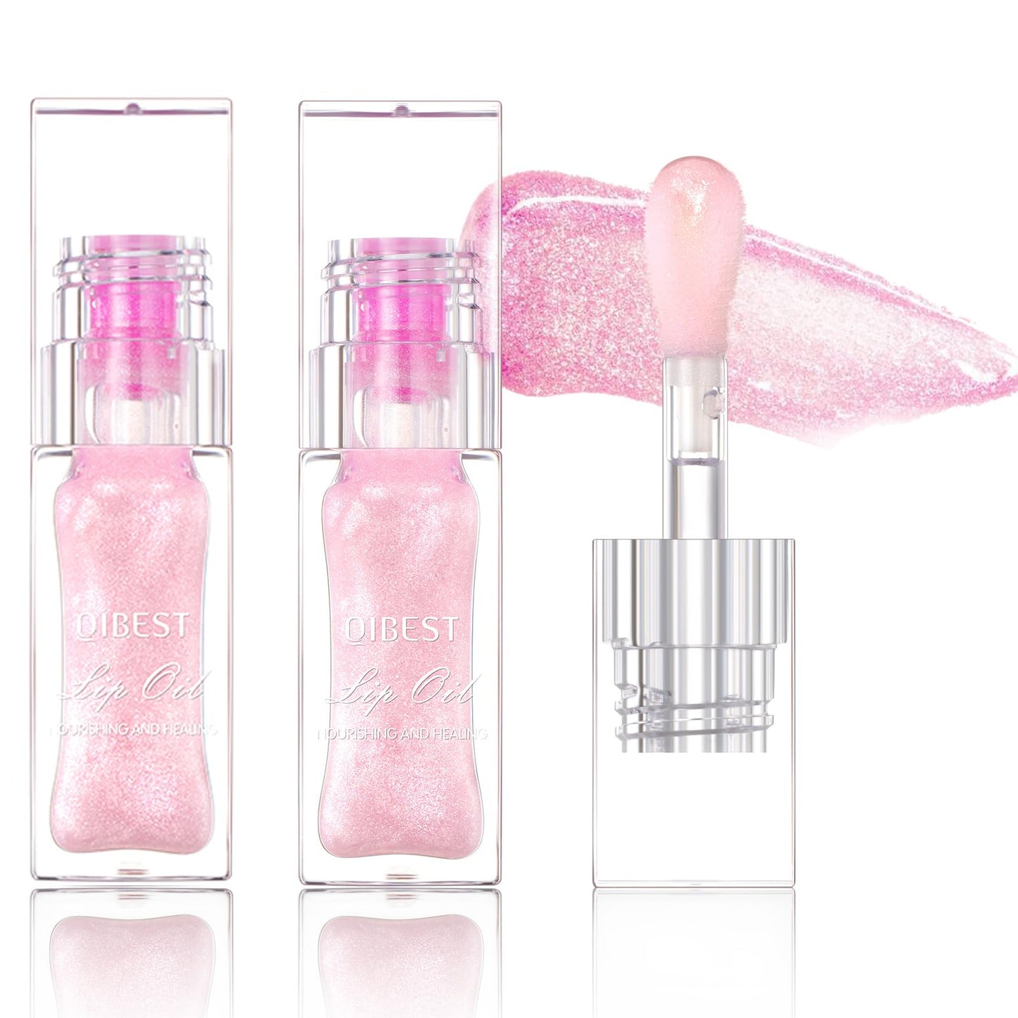2PCS Cosmetics Magic Color Changing Lip Gloss - Plumping, Long Lasting, Non-sticky, Warm Change Glitter Lip Tint Pack