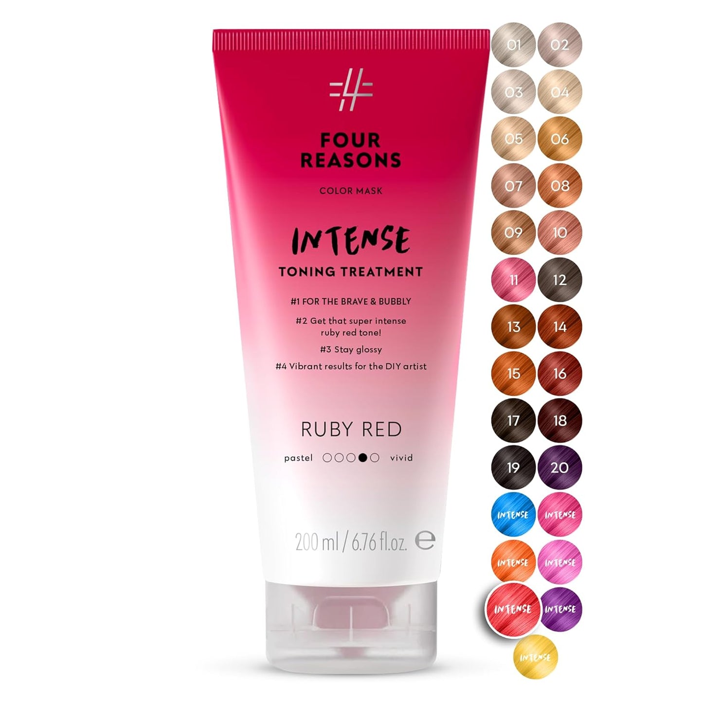 Intense Ruby Red Semi-Permanent Hair Dye - 100% Vegan Conditioning Treatment | 6.76 fl oz, 27 Shades Available