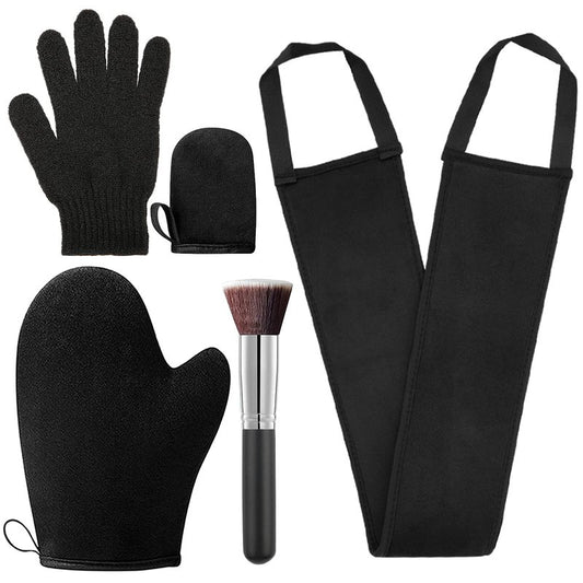 5 Pack Self Tanning Mitt Applicator Kit - Face Tan Mitt, Back Lotion Applicator, Exfoliating Glove, Tanning Brush，Mini Tanner Mitt