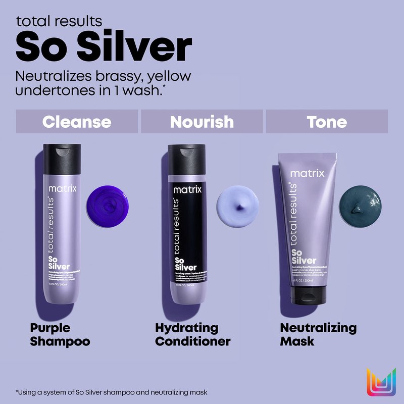 Matrix Total Results So Silver Conditioner | Hydrates Dull, Blonde & Silver Hair | For Color Treated Hair | 1.7 Fl. Oz