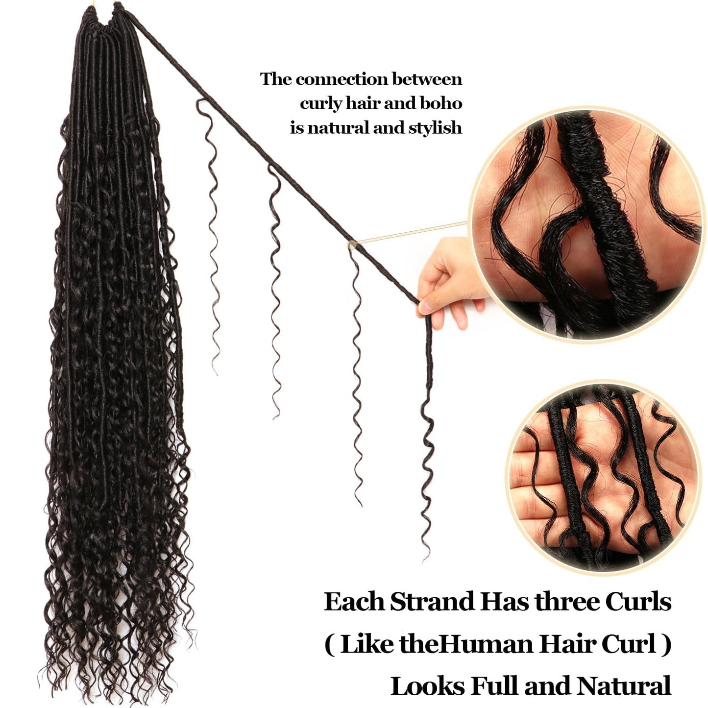 8 Packs Goddess Faux Locs Crochet Hair-30 Inch Boho Soft Locs Crochet Hair for Black Women (#1B, 30 Inch(Pack of 8)) (#1B, 30 Inch(Pack of 8))