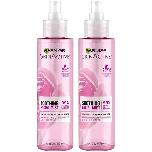 Garnier SkinActive Facial Mist Spray with Rose Water 4.4 Fl Oz 130mL Count Packaging May Vary