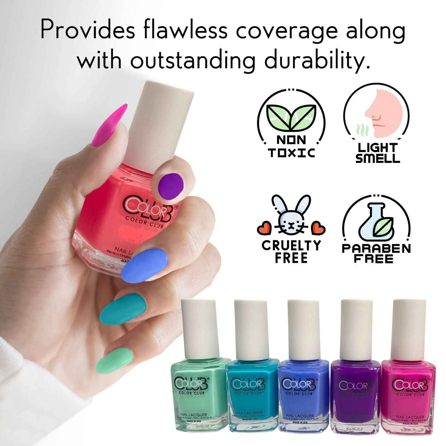 Color Club Vacation Nail Lacquer Set of 6 - Beach Trip Nail Polish Set - Nail Art Manicure Set