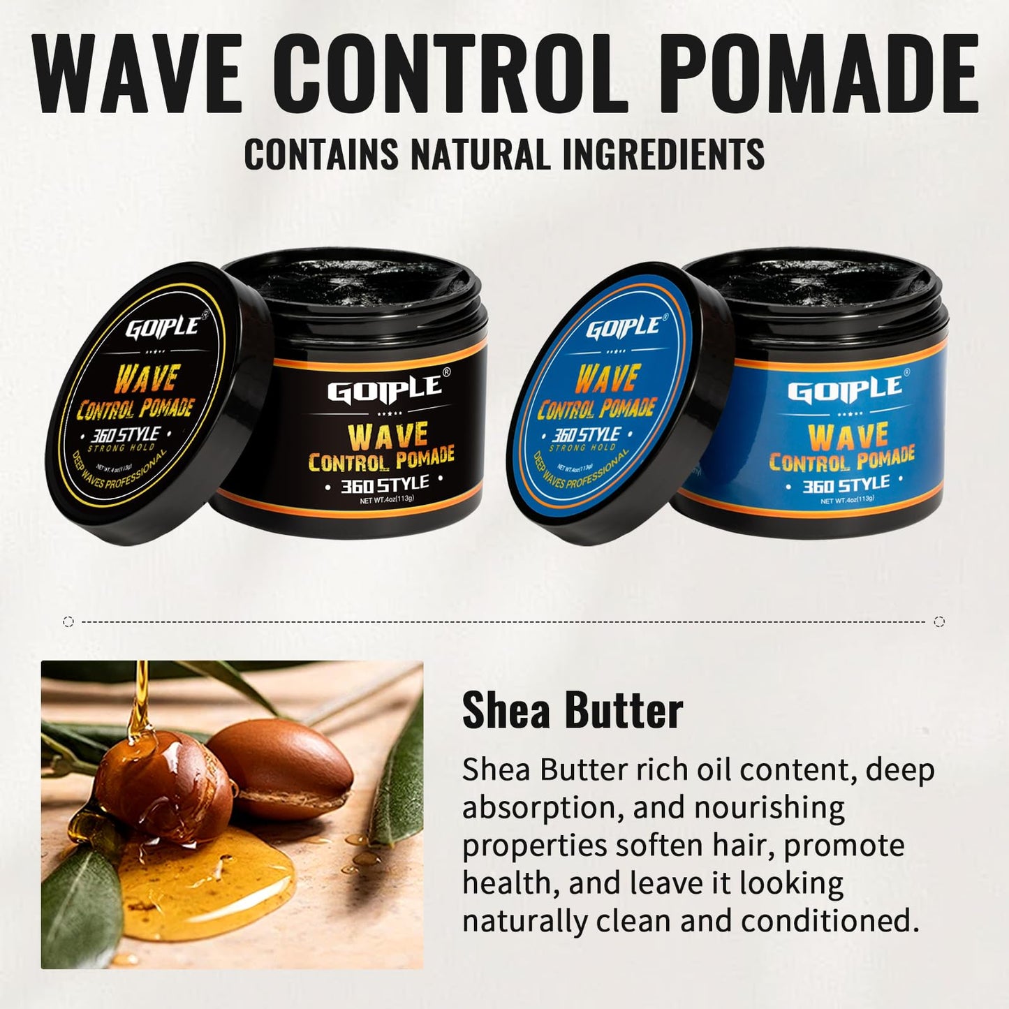 Natural Wave Pomade Strong Hold Easy Wash 360 Wave Training Hair Cream - Waves Grease for Men Water-Based Hair Cream Moisture Control - 360 Waves Wash Shampoo Enhance Waves Hair Shampoo for Black Men