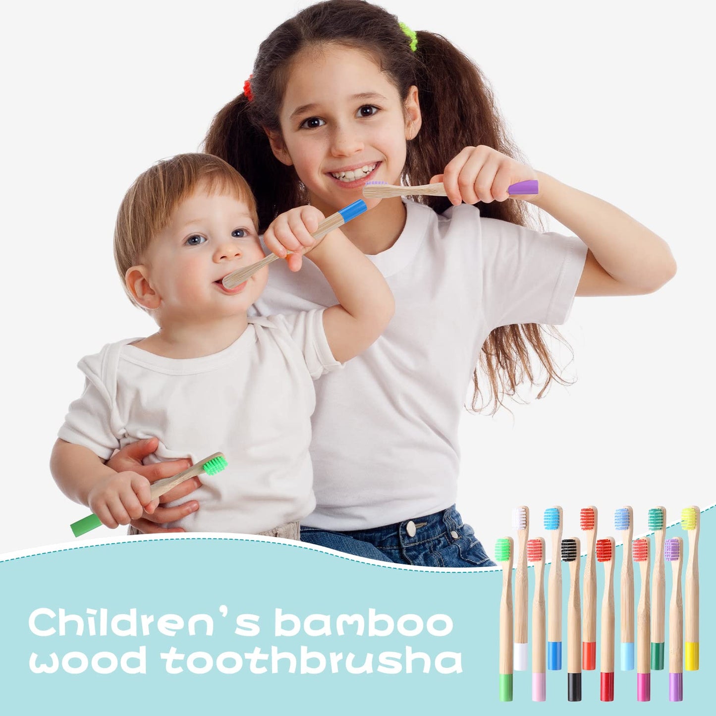 Purpeak 72 Pcs Kids Bamboo Toothbrushes Soft Bristle Toddler Toothbrush BPA Free Wooden Travel Toothbrushes for Kids Children Home Travel School, 5.7 Inches, Individually Wrapped