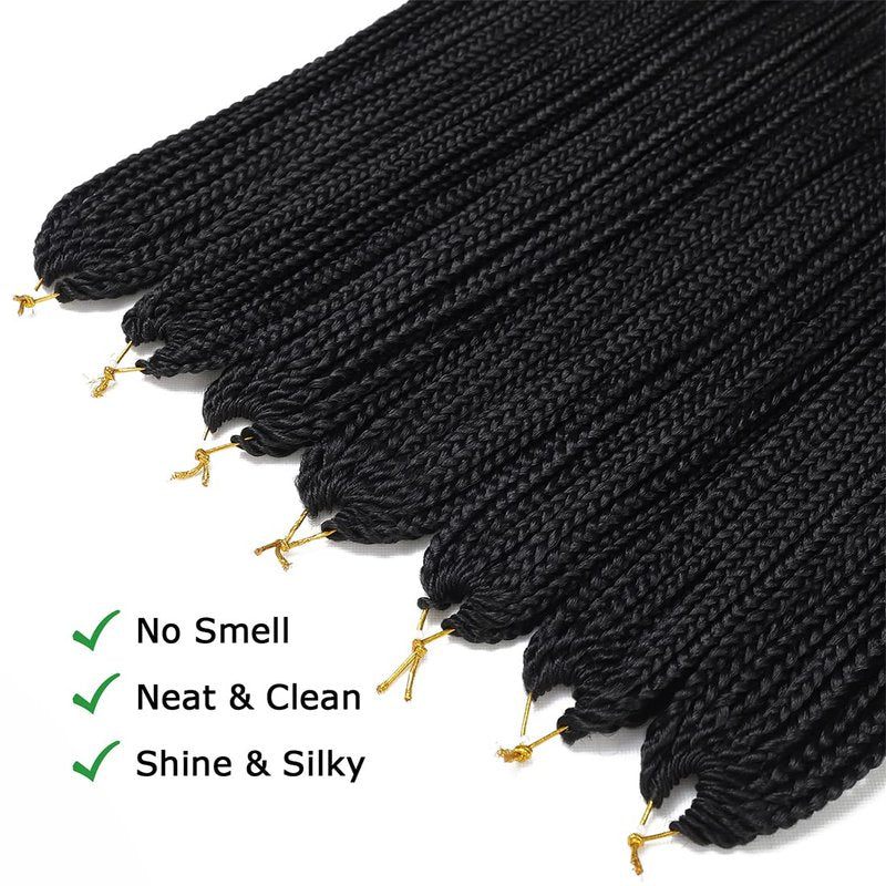 Crochet Box Braids Hair pre looped Goddess Box Braids Crochet Braiding 7 Packs 3x Crochet Hair (14 inch, 1B)
