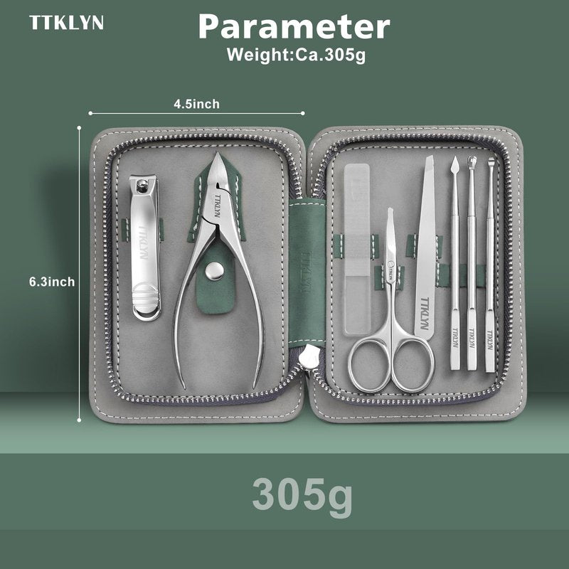 TTKLYN Manicure Kit for Women, Stainless Steel Nail Kit with PU Leather Case, Precision Pedicure Tools for Feet