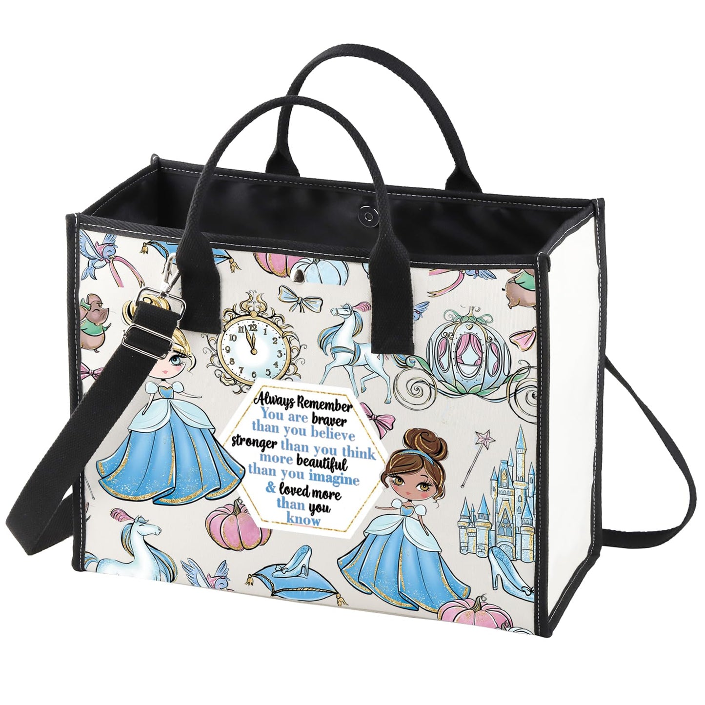 WZMPA Magical Princess Cosmetic Bag Scullery Maid Fans Gift You Are Braver Stronger Beautiful Than You Know Makeup Zipper Pouch Bag (Princess C -TB)