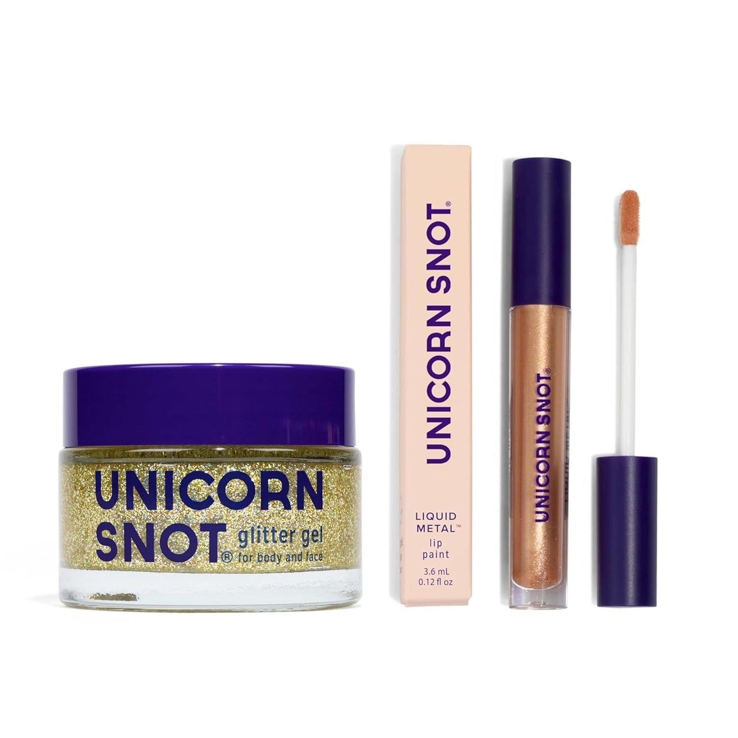 Unicorn Snot Glitter Gel & Liquid Metal Lip Paint Bundle | Festival Makeup, Easy Application & Removal, Bling & Dune