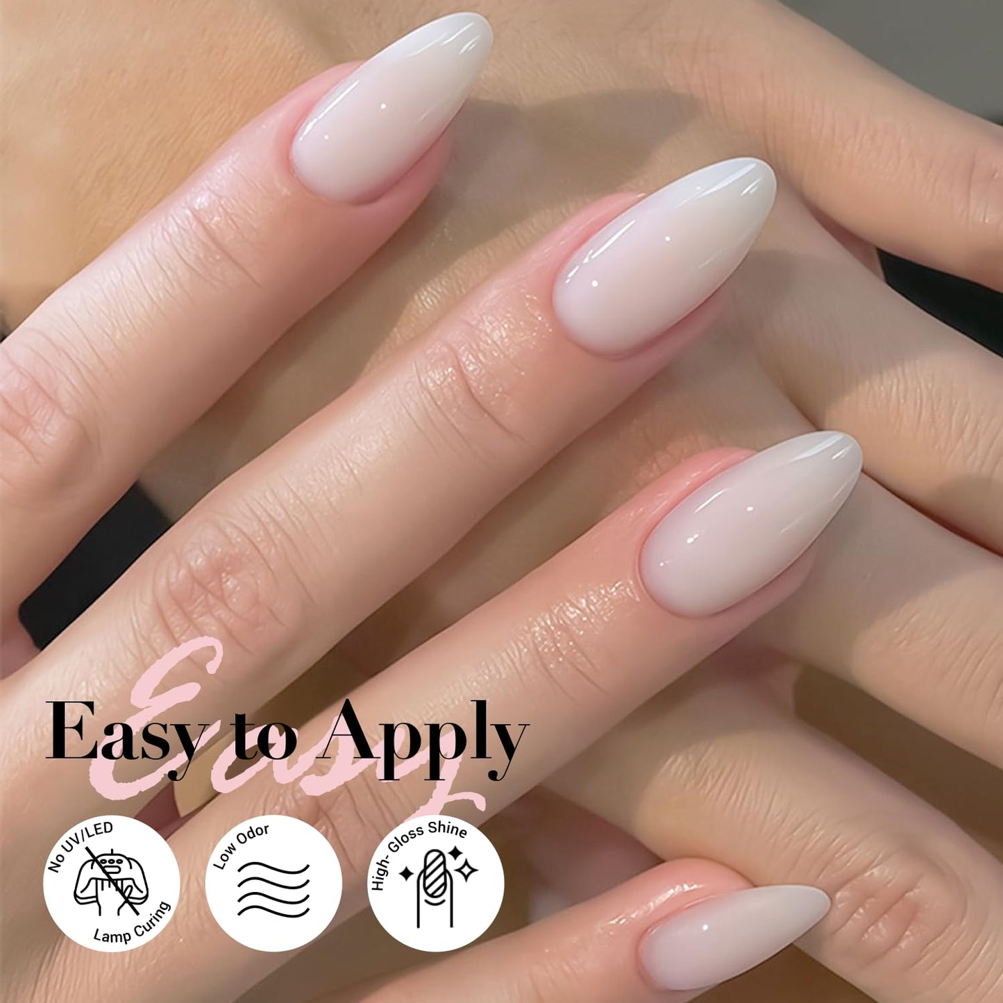 AZUREBEAUTY Milky White Translucent Nail Polish – Quick Dry, Long-Lasting, Natural Jelly Glossy Finish for DIY Manicure & Nail Art, Salon Quality for Women