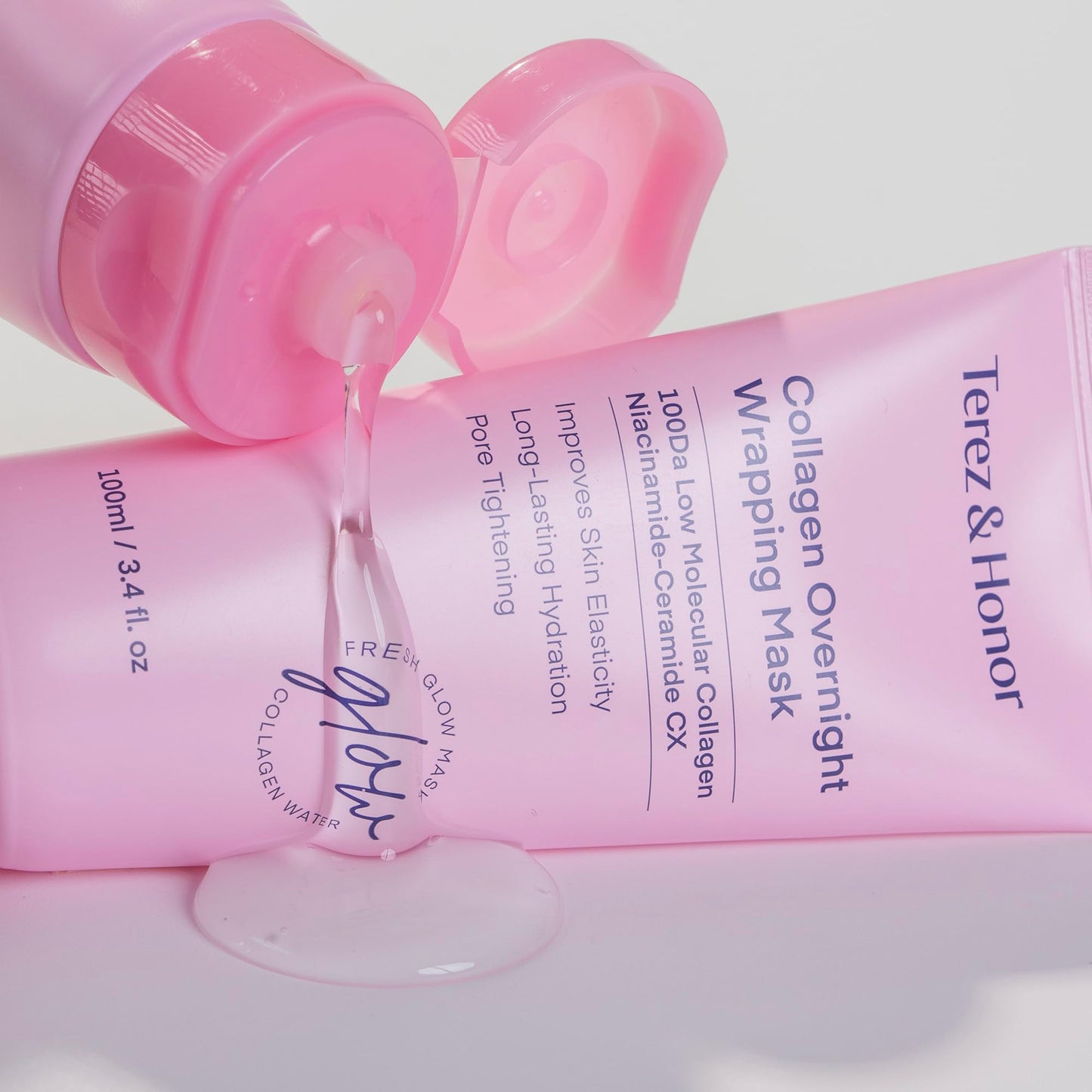 TEREZ & HONOR Collagen Night Wrapping Peel Off Mask & TremellaGlo Essence Face Serum Day & Night Glow Duo, for Elasticity, Hydrating & Glow, Korean Skincare, Dermatologist Tested