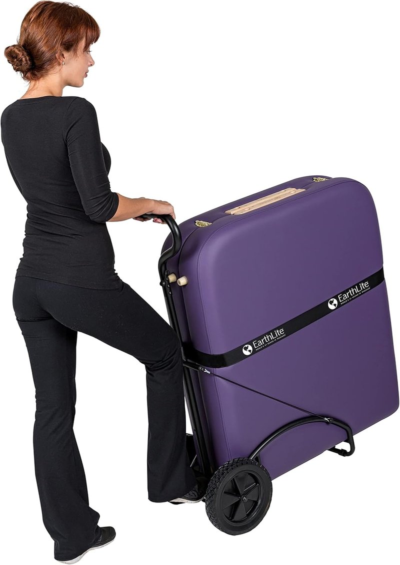 Massage Table Traveler Cart - Sturdy Design with Large Rubber Wheels & Telescoping Handle | Fits Most Brands