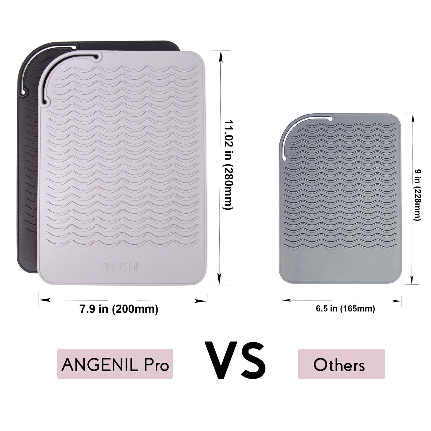 ANGENIL Large Heat Resistant Silicone Mat for Hot Hair Tools with Flat Iron Hair Straightener and Curling Irons Travel Essentials, Anti-scalding Accessories Pad Hot Tool Mat, Size 11.02" x 7.9"