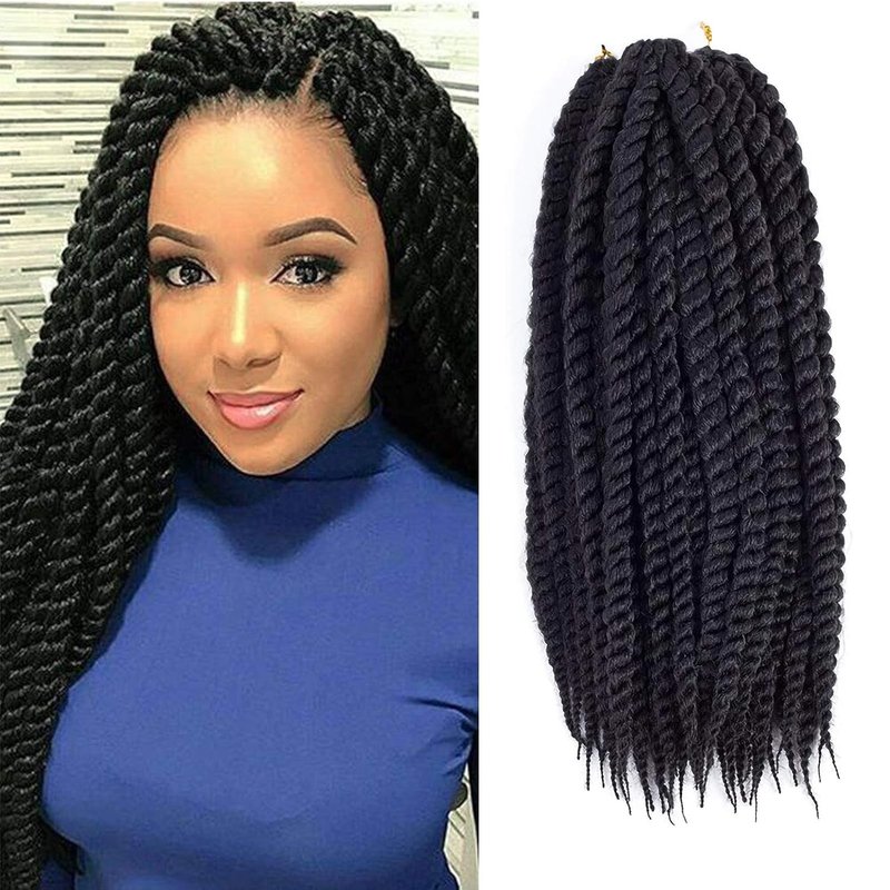 Admutty Havana Twist Crochet Hair, Jumbo Senegalese Twist Pre-Looped Synthetic Braiding Hair for Women, Soft & Lightweight Pre-Twisted Crochet Braids