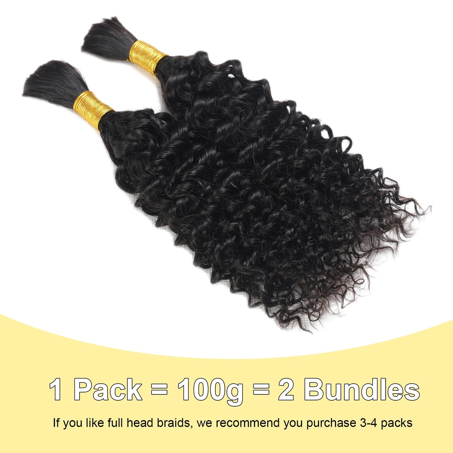 Human Braiding Hair Curly Bulk Human Hair for Braiding No Weft Human Hair Bundles for Braiding Wet and Wavy Human Hair Braiding Hair for Boho Box Braids 100g Per Pack CNZZJX
