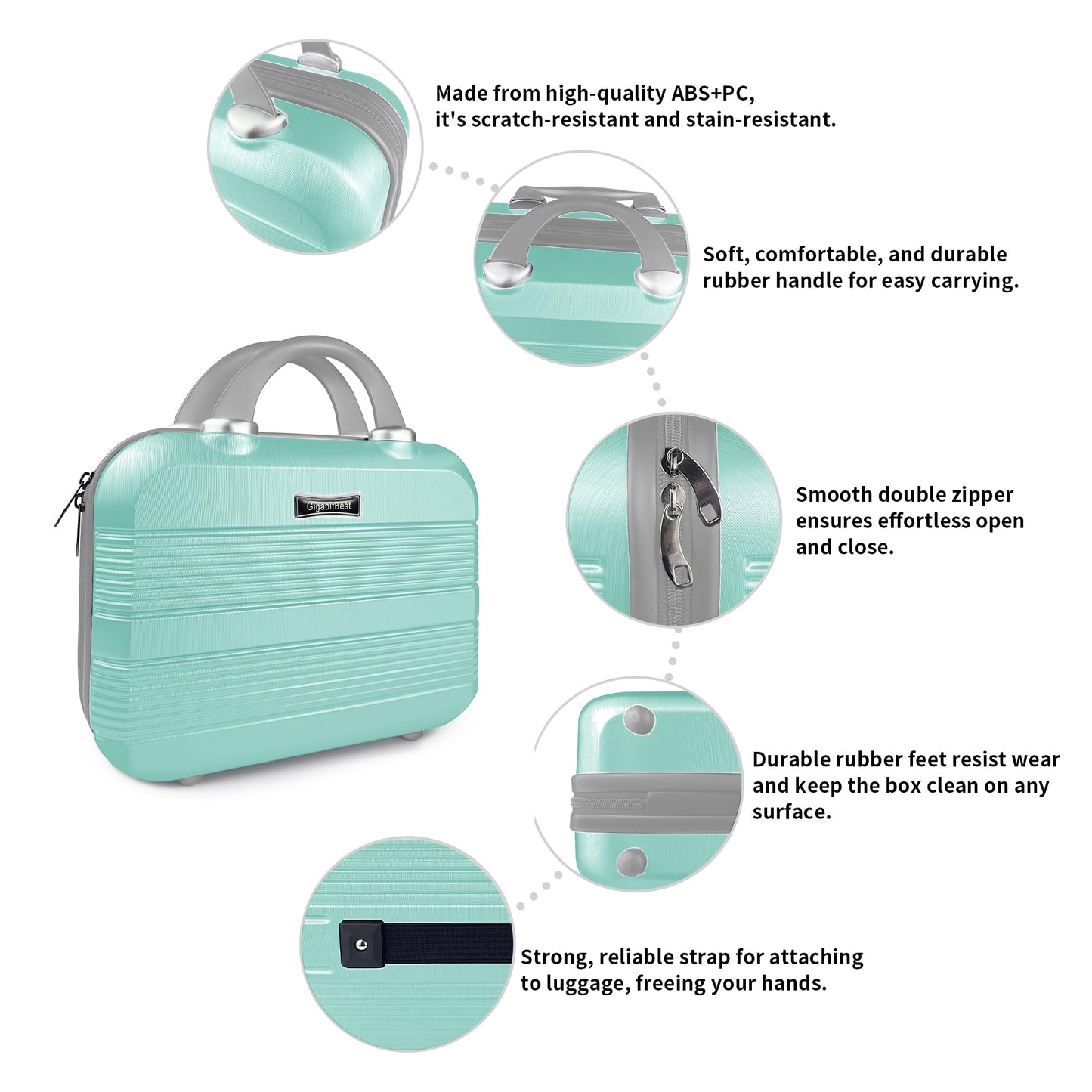 GigabitBest 14 Inch Multi-Purpose Waterproof Hard Shell Makeup Case (Green)