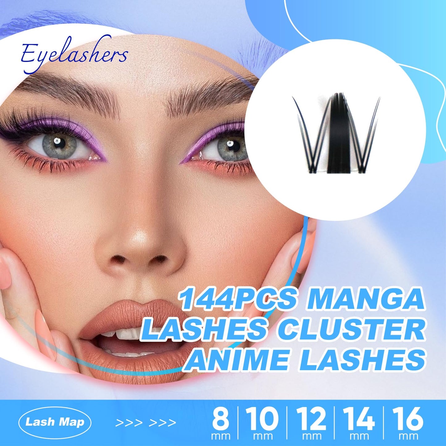 FLUFFBERRY Fairy Lashes Manga Clusters Individual Eyelash Extensions Spiky Anime Eyelash Lash Cosplay DIY(Fairy Lashes-D-10-16Mix)