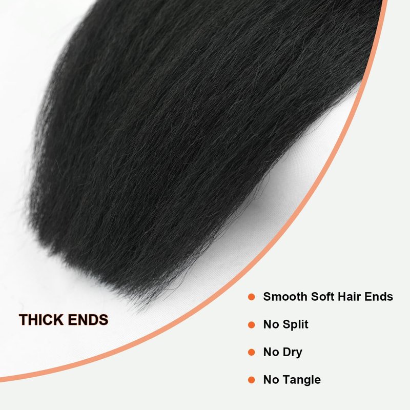 Bundles Human Hair Kinky Straight Yaki Straight Bundles Kinkystraight 16 Inch 1 Bundle 12A 100% Unprocessed Brazilian Virgin Human Hair Bundles for Black Women Natural Black Raw Hair Extension