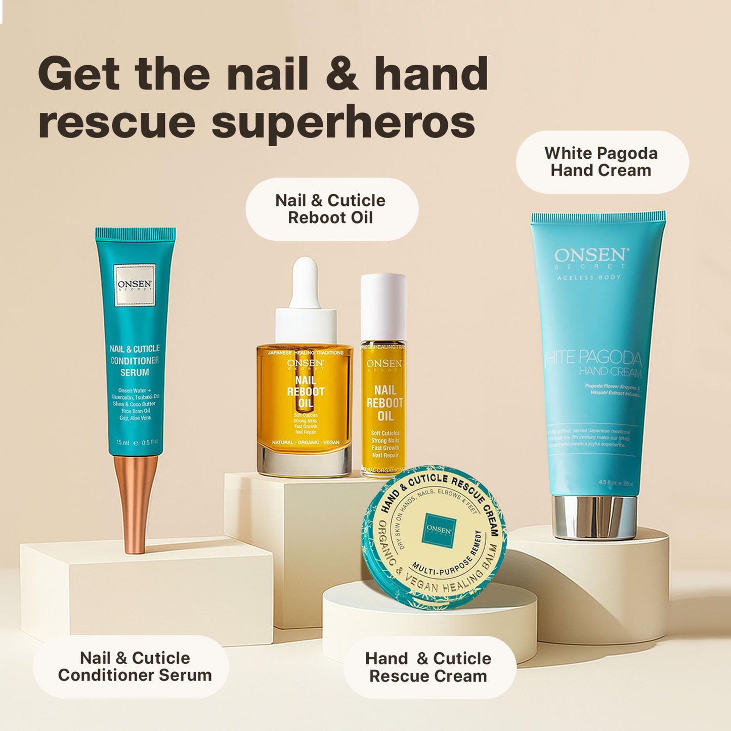Onsen Secret Nail & Cuticle Repair Oil (10ml) - Dry Oil Formula - Japanese Tsubaki, Tea Tree & Jojoba - Strengthens Nails, Repairs Cuticles, Hydrates Skin & Hair - Natural & Vegan