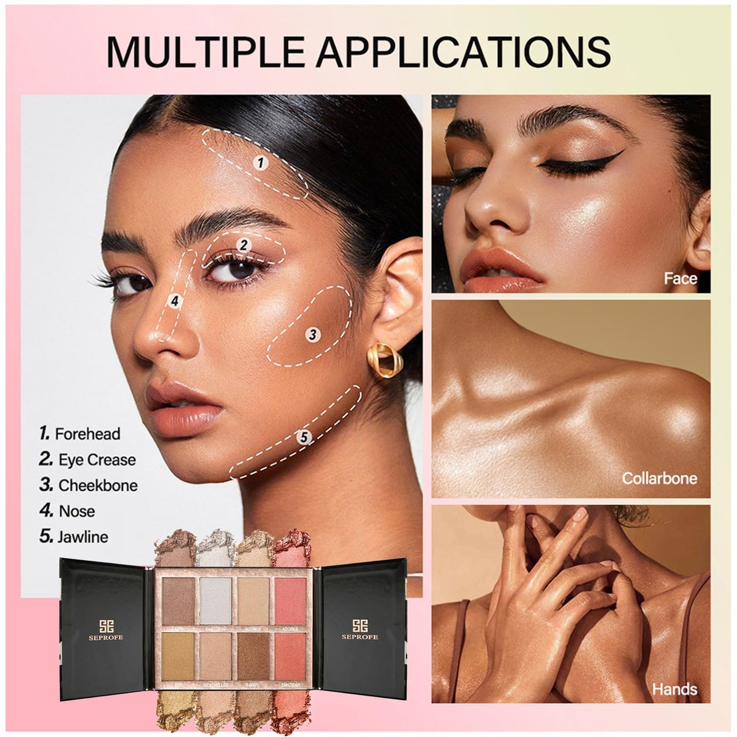 Professional Makeup Cream Contour Palette, Joyeee 8 Colours Concearler Full Coverage & Makeup Brush Set Contour Concearler Palette Contouring Face Make Up Gift for Women Girls