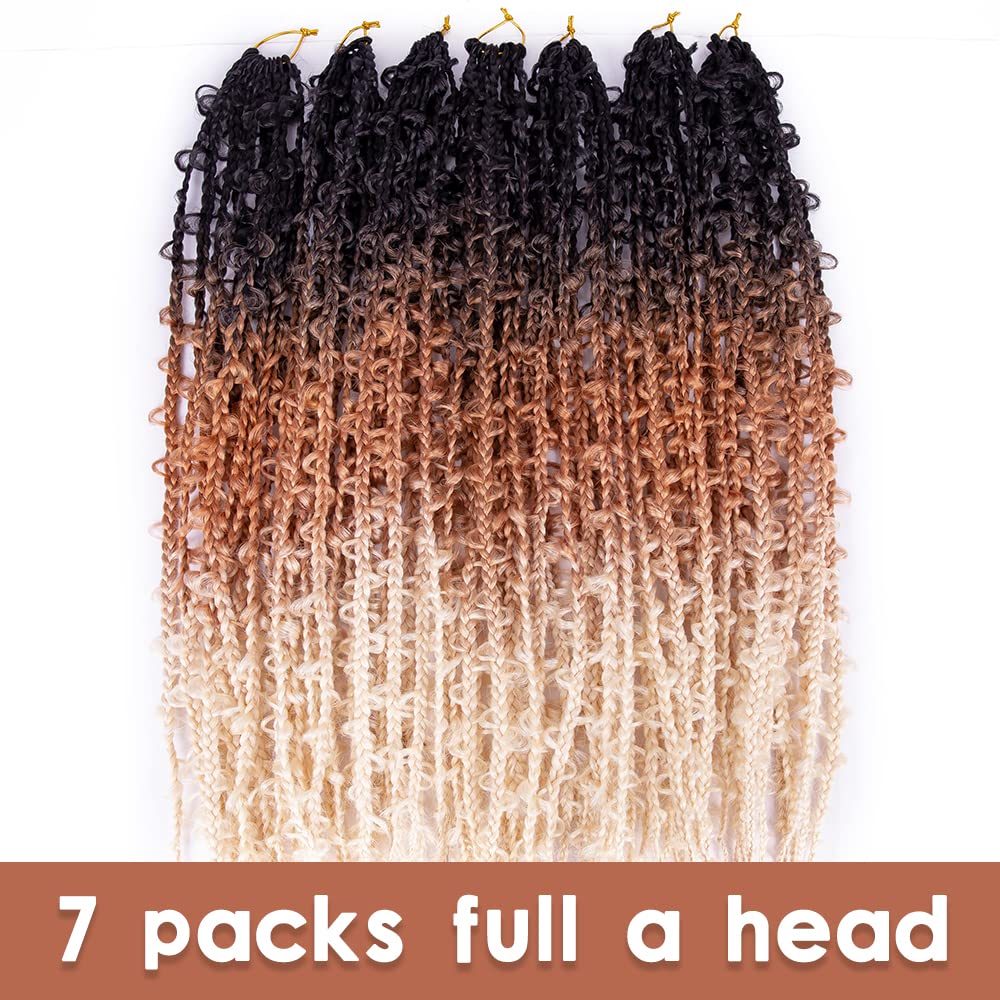 7 Packs Butterfly Locs Crochet Hair 24 Inch Crochet Box Braids Pre Looped Butterfly Box Braids Crochet Hair Crochet Braids for Women (24 Inch,7 Pack,1B/30/613)