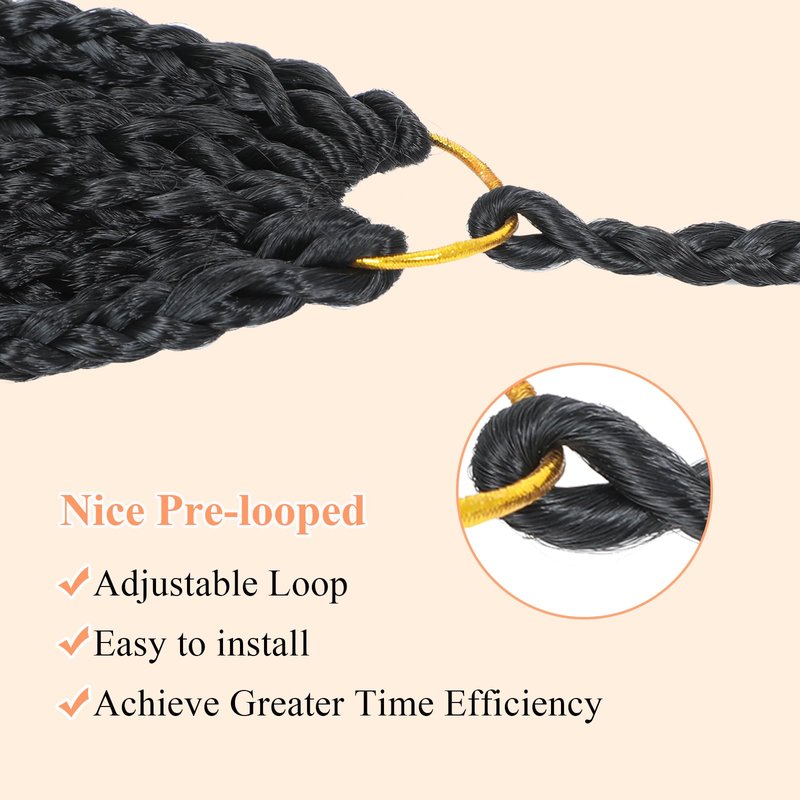 9 Packs Goddess Box Braids Crochet Hair 8 Inch Pre Looped Boho Crochet Braid With Curly Ends Synthetic Boho Box Braids Crochet Hair For Women (8 Inch, T30)