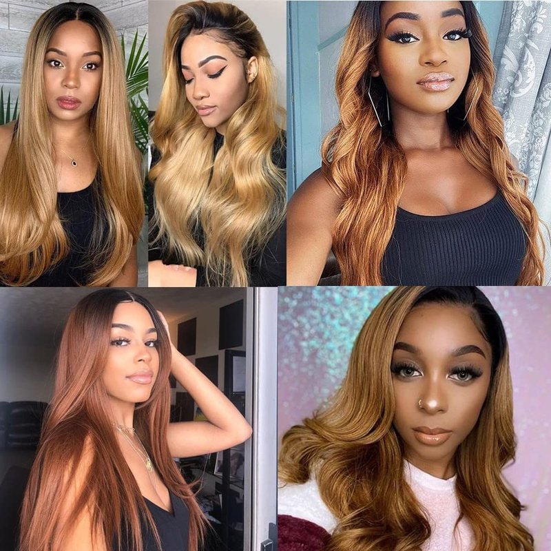 Honey Blonde Human Hair Ombre Bundles - Brazilian Straight Hair Extensions | 10-14 Inch Two Tone Weave