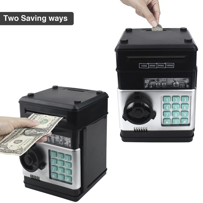 Suliper Electronic Piggy Bank Code Lock for Kids Baby Toy, Mini ATM Safe Coin Cash Banks Real Money Saving Box with Password, Auto Money Scroll for Children,Boys Girls Birthday Gift (Rose Gold)