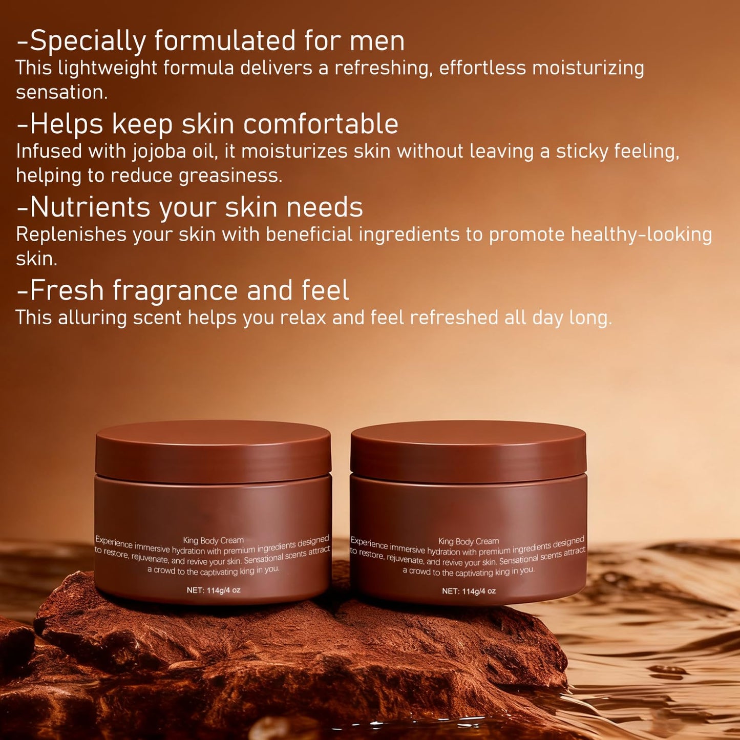 WOJJ Body Butter for Men with Shea & Mango Butters | Daily Moisturizing Cream for Soft Skin | Non-Greasy Formula | 3.52 oz (2)