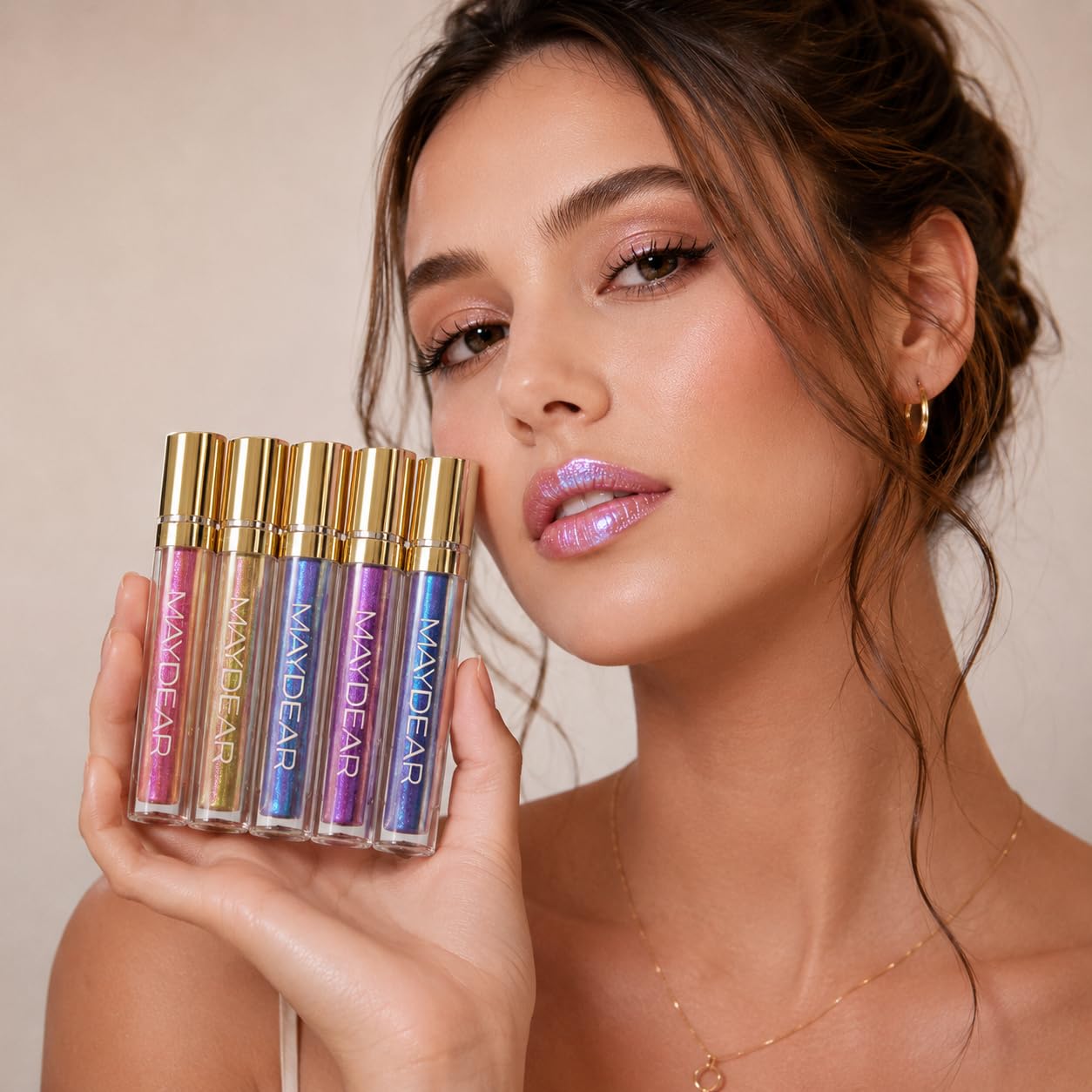 Maydear Chameleon Lipstick 5 Colors Set, Long Lasting Waterproof Colourful Diamond Shimmer Lip Gloss for Women Girls Makeup kit