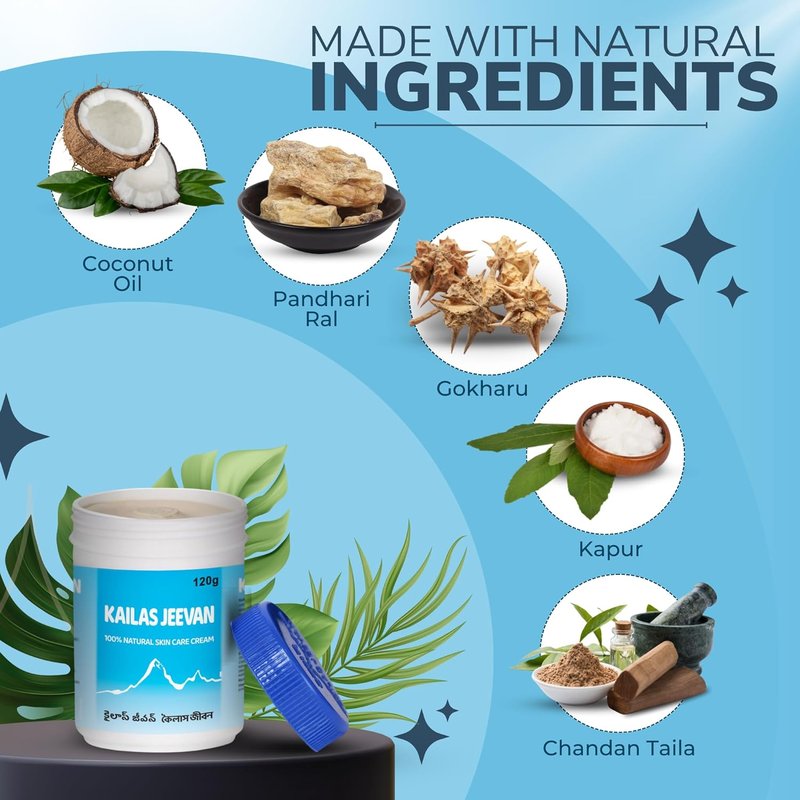 Kailas Jeevan Herbal Skincare Cream - 100% Natural Moisturizing Face Cream | 120g (2 Pack)