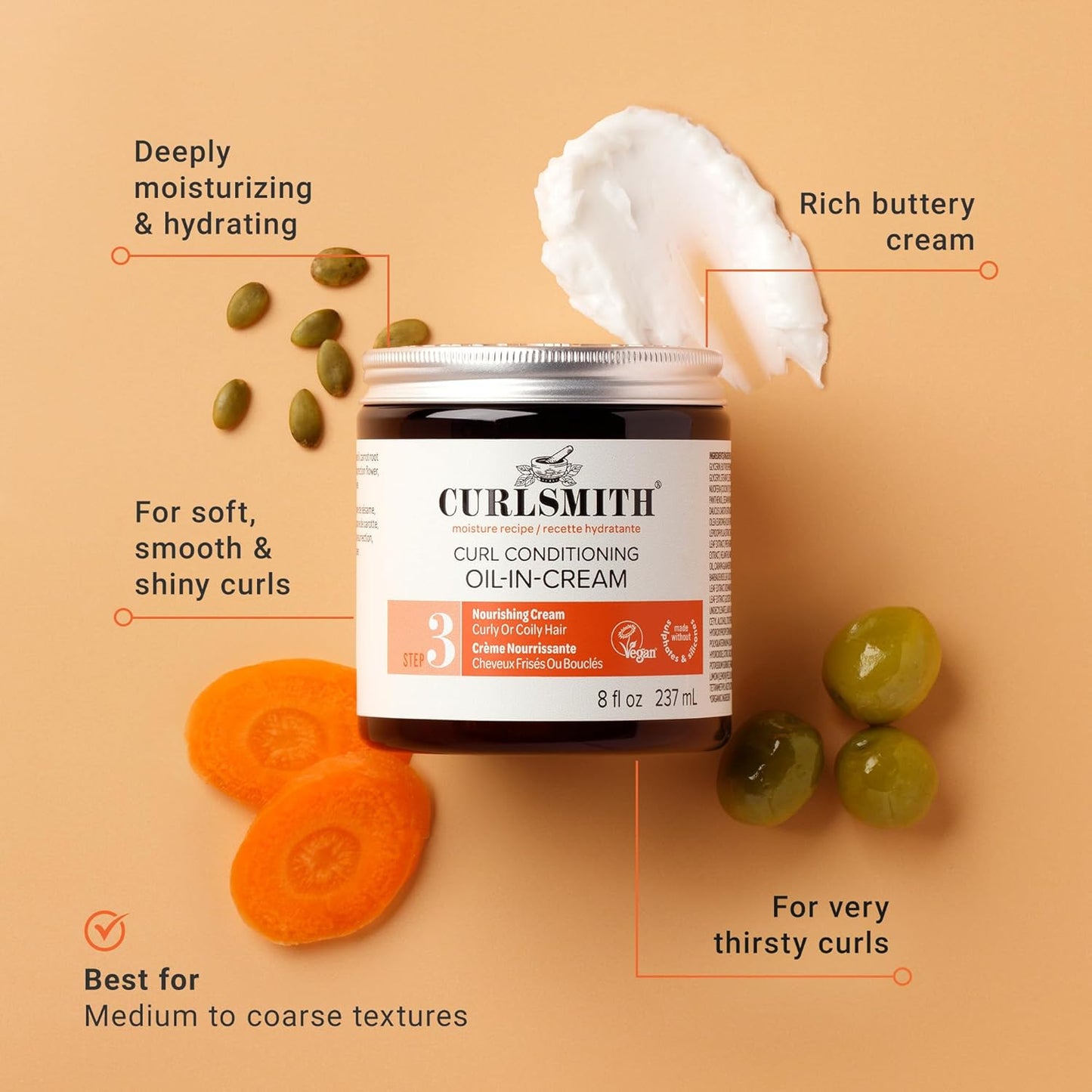 Curl Conditioning Oil-in-Cream - Deep Moisture Leave-In for Thick Curly Hair | Vegan & Cruelty-Free