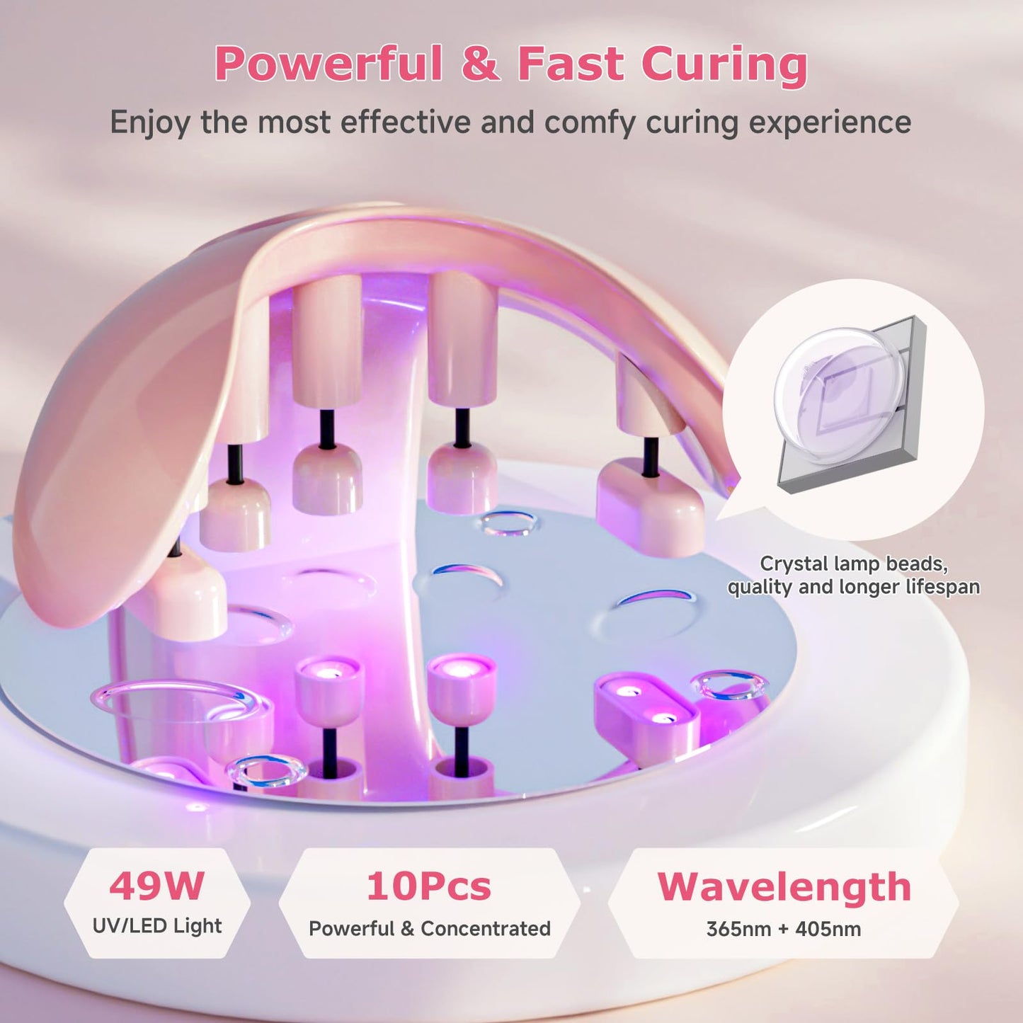 Rechargeable LED Nail Lamp, Meremit 49W Nail Curing Lamps for Gel Polish, UV Nail Light with 4-Timer Setting and Flexible Angle Adjustable, Professional LED Nail Dryer for Fingernails & Toenails