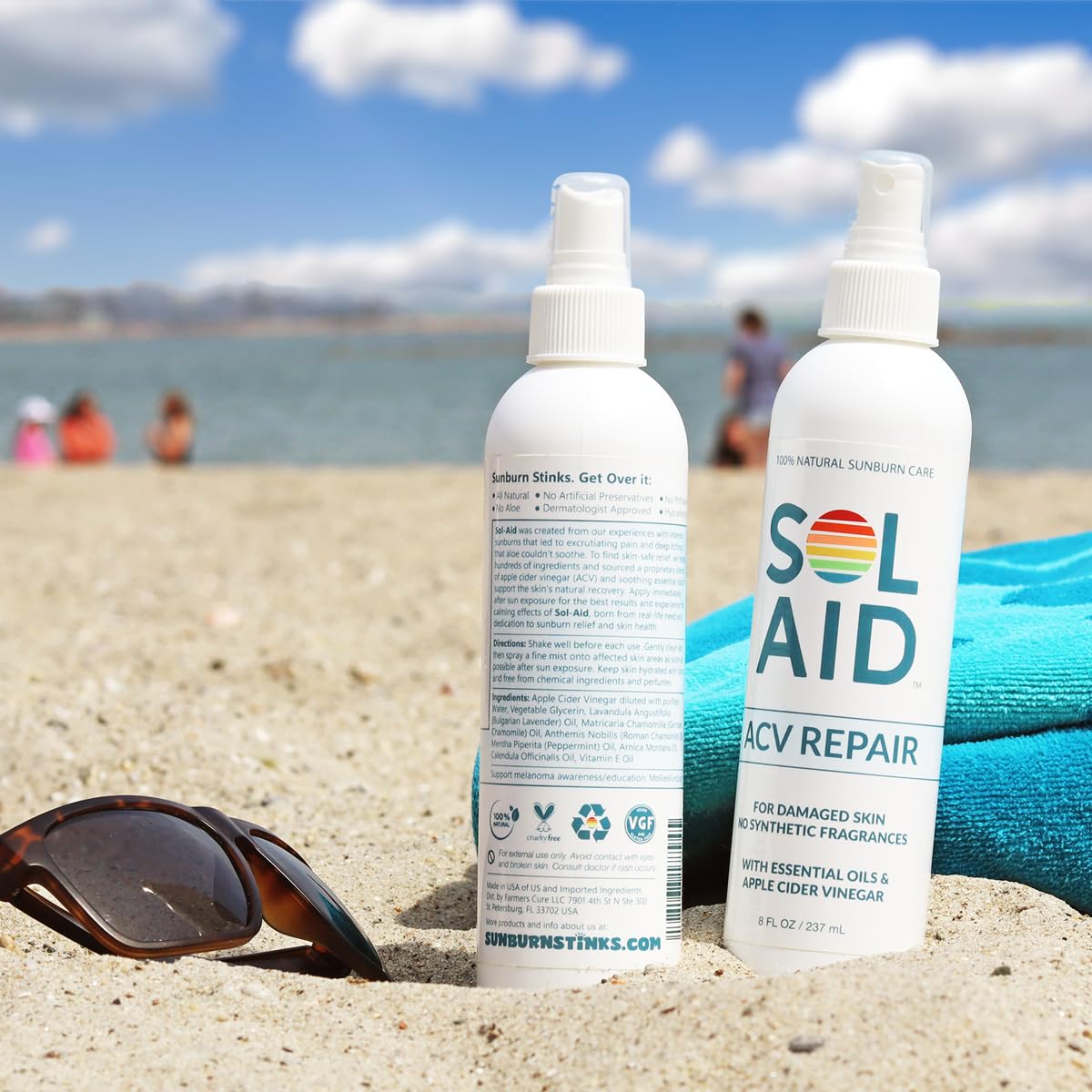 Sol Aid After Sun Nourishing Mist - 100% Natural ACV Repair Spray | 8 Fl Oz