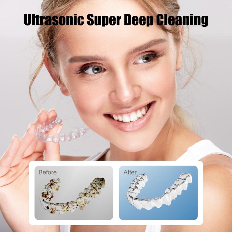 Ultrasonic Retainer Cleaner Machine 45kHz Dental Retainer Cleaner with 3 Modes and Digital Timer Mouth Guard for Retainer Clean, Denture Clean,Braces, Aligner, Jewelry 200ML (Cloud White)