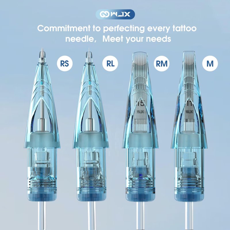 Wjx Tattoo Cartridge Needles 50Pcs Mixed Size #12 Standard 3RL 5RL 7RL 5RS 7RS 9RS 7RM 9RM 7M 9M Disposable Tattoo Cartridges Round Liner Shader Curved Magnum Fit in Most Tattoo Machines