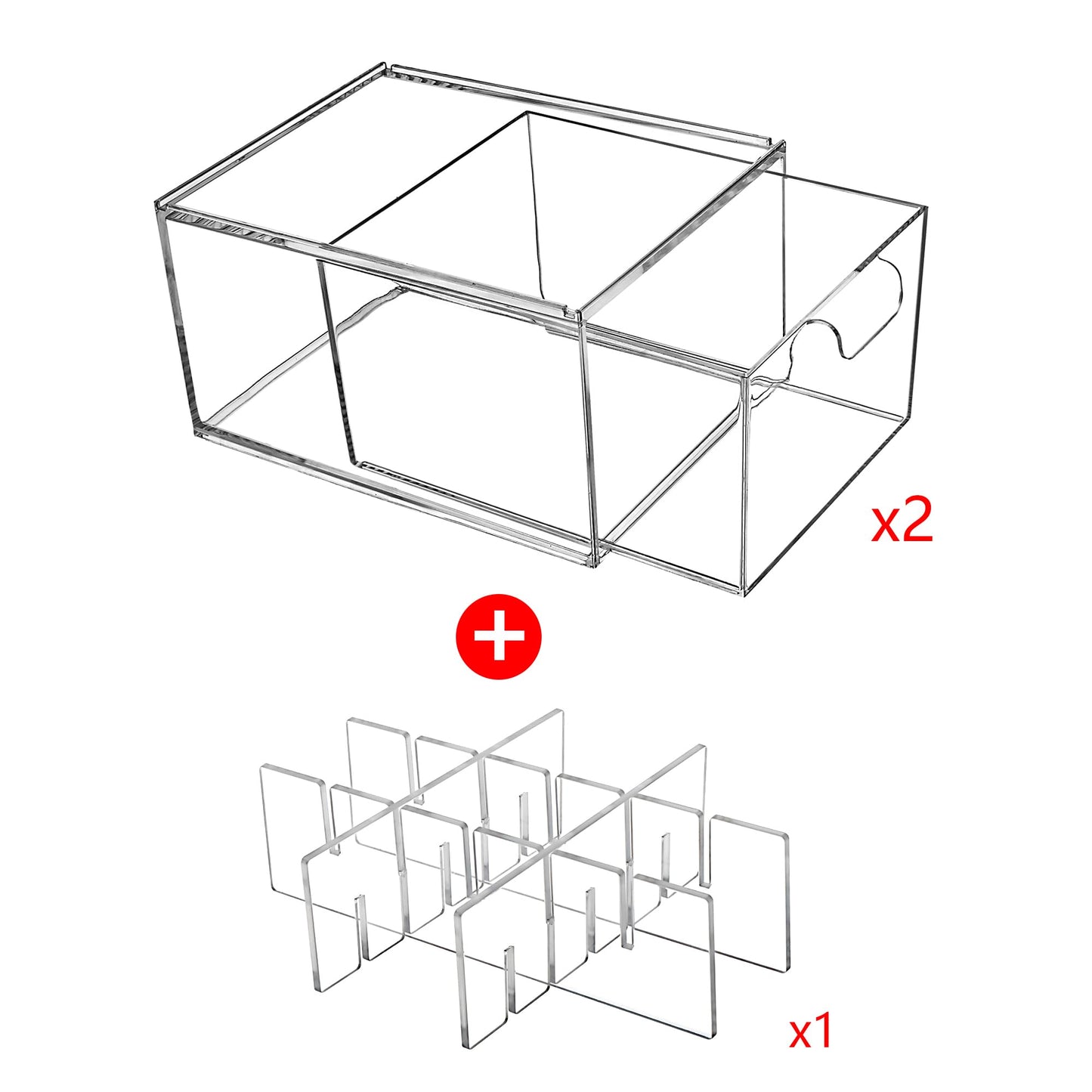 Yes!Fresh Drawer Organizer Stackable Cosmetic Desk Organizer with Removable Interior Partitions for Vanity Organization and Storage,Clear Bathroom Organizer (4)