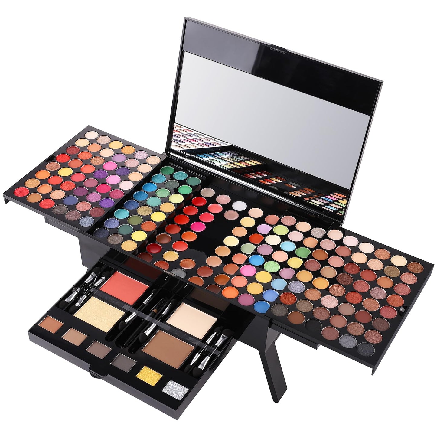 Professional Makeup Kit for Women with Mirror All In One Makeup Gift Set for Teens 180 Color Eyeshadow Palette 2 Blush 2 Powder 1 Eyeliner 4 Eyebrow Make Up Sets Matte Shimmer Mixing Pallet Eye Shadow