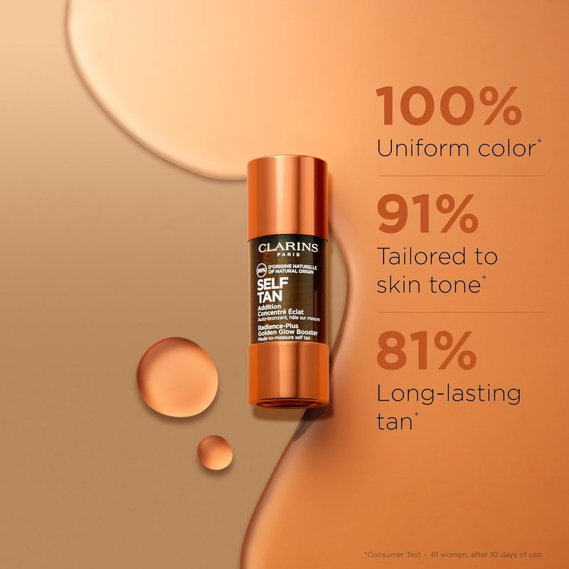 Clarins Self Tanning Face Booster - Natural Tanning Drops for Moisturizer | Hydrating, Streak-Free Tan | 0.5 Oz