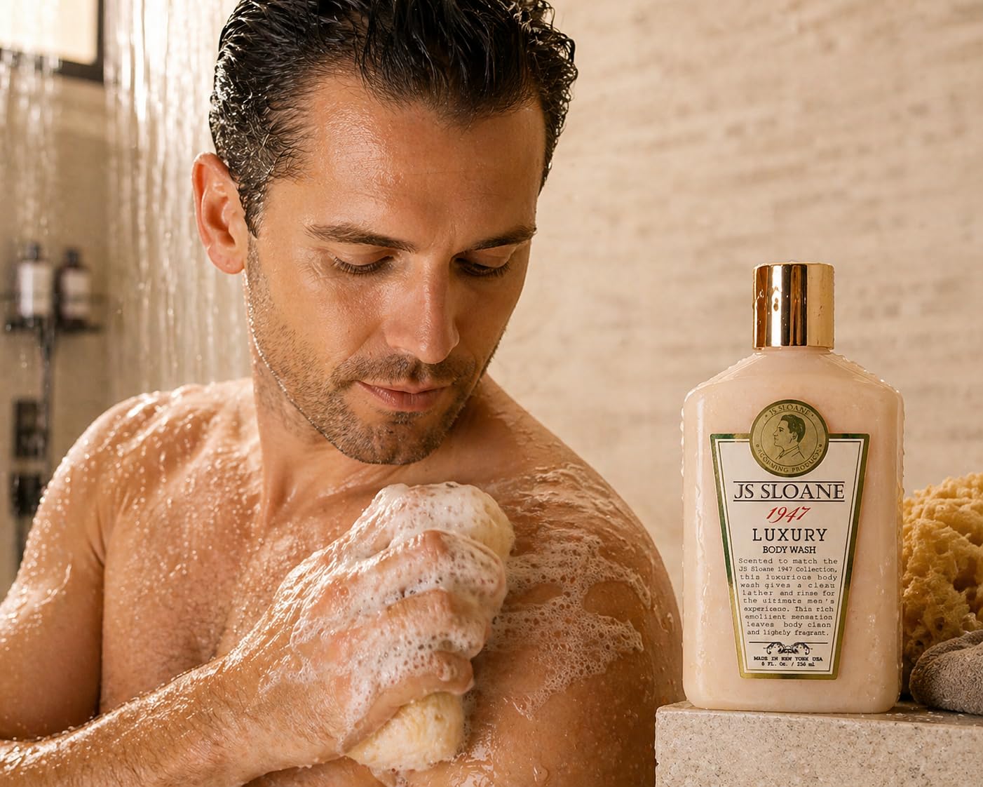 JS Sloane 1947 Luxury Body Wash for Men – Hydrating & Moisturizing Cleanser, Creamy Lather, Fresh Classic Scent, Deep Cleansing Formula, Leaves Skin Soft & Refreshed – 8 fl oz