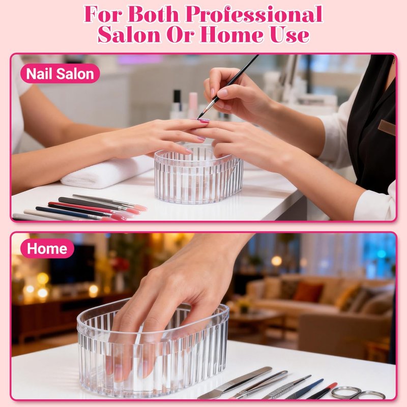 FOMIYES 2pcs Transparent Nail Soaking Bowls, Acrylic Gel Polish Remover Bowls, Manicure Hand Soak for Home Nail Care, Ergonomic Design for Gel off and Hand Washing