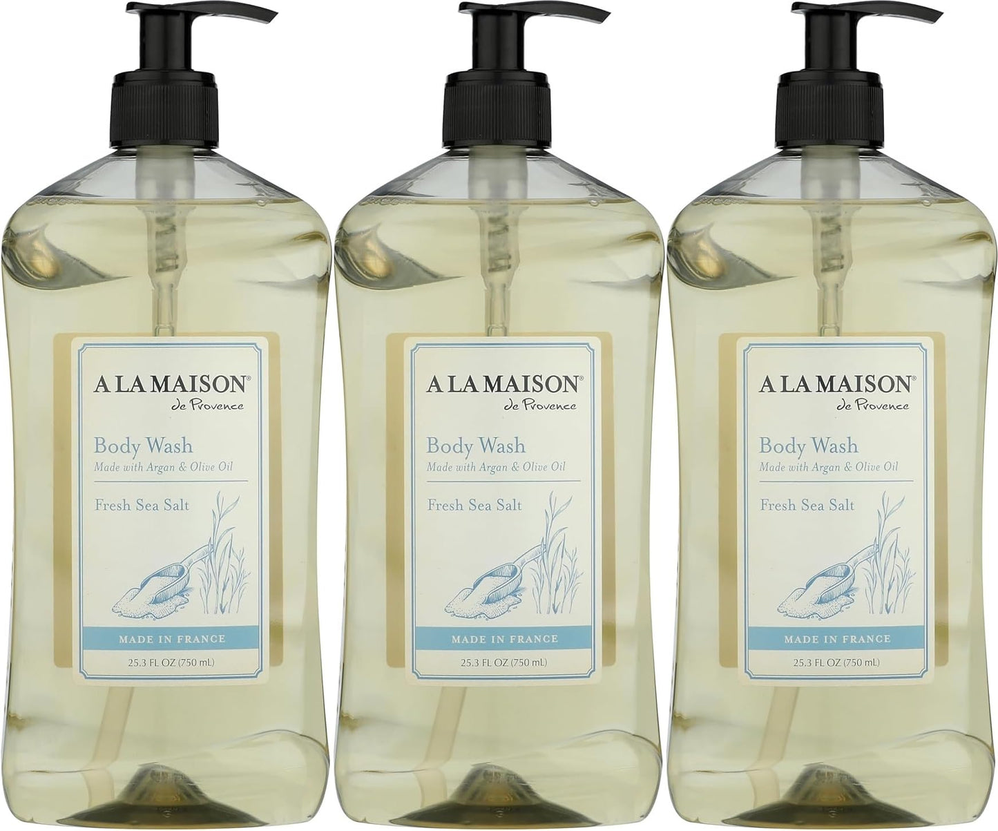 A LA MAISON Fresh Sea Salt Body Wash 25.36 Fl Oz, 3 Pack