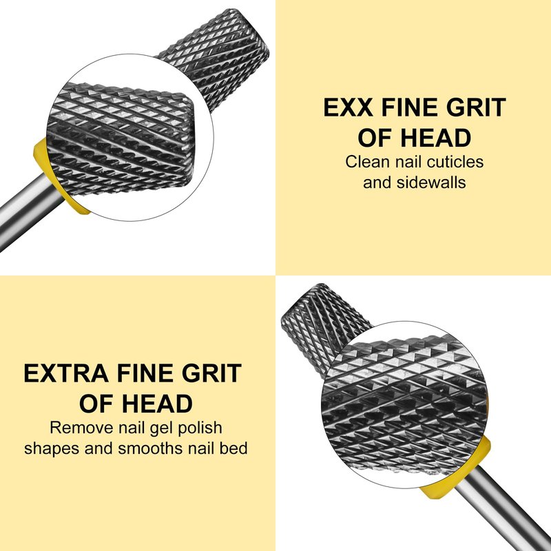 C12rtive 5-IN-1 Tungsten Carbide Bit,Tapered Barrel Electronic Nail Drill Bit for Acrylic Gel Nails Dual Nail Form Remove,3/32 Diameter Nail Bit for E-File Nail Drill(Extra-Fine)