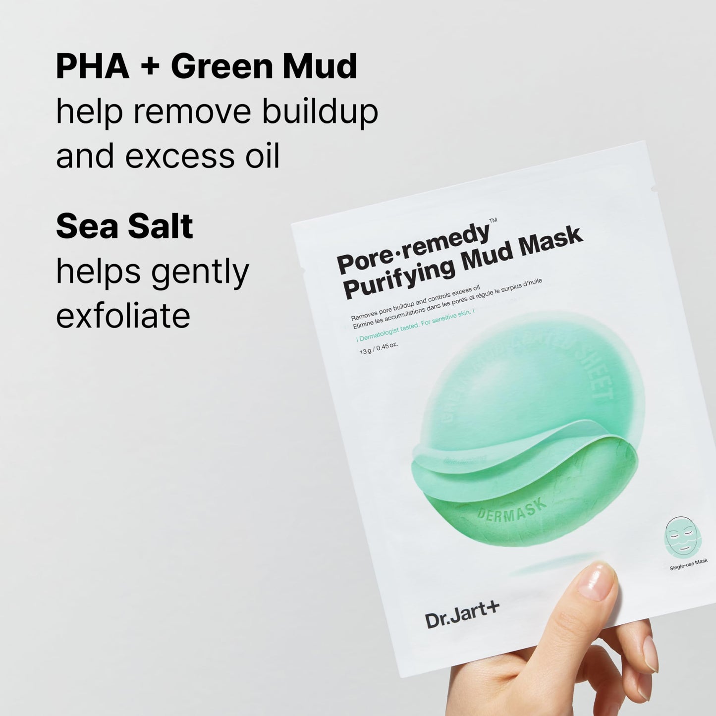 Dr.Jart+ Pore Remedy Purifying Mud Korean Face Mask | Sheet Mask | Gifts for Women | Korean Skin Care, 5 Pack