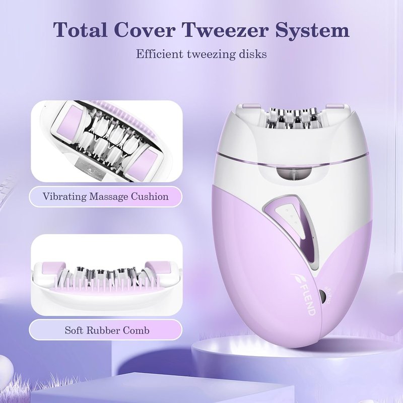 Painless Smooth Glide Epilator - Cordless 2-Speed Hair Removal Device for Women | Facial, Legs, Bikini Area